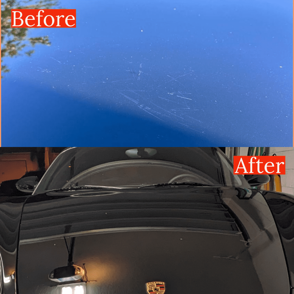Porsche paint correction before and after